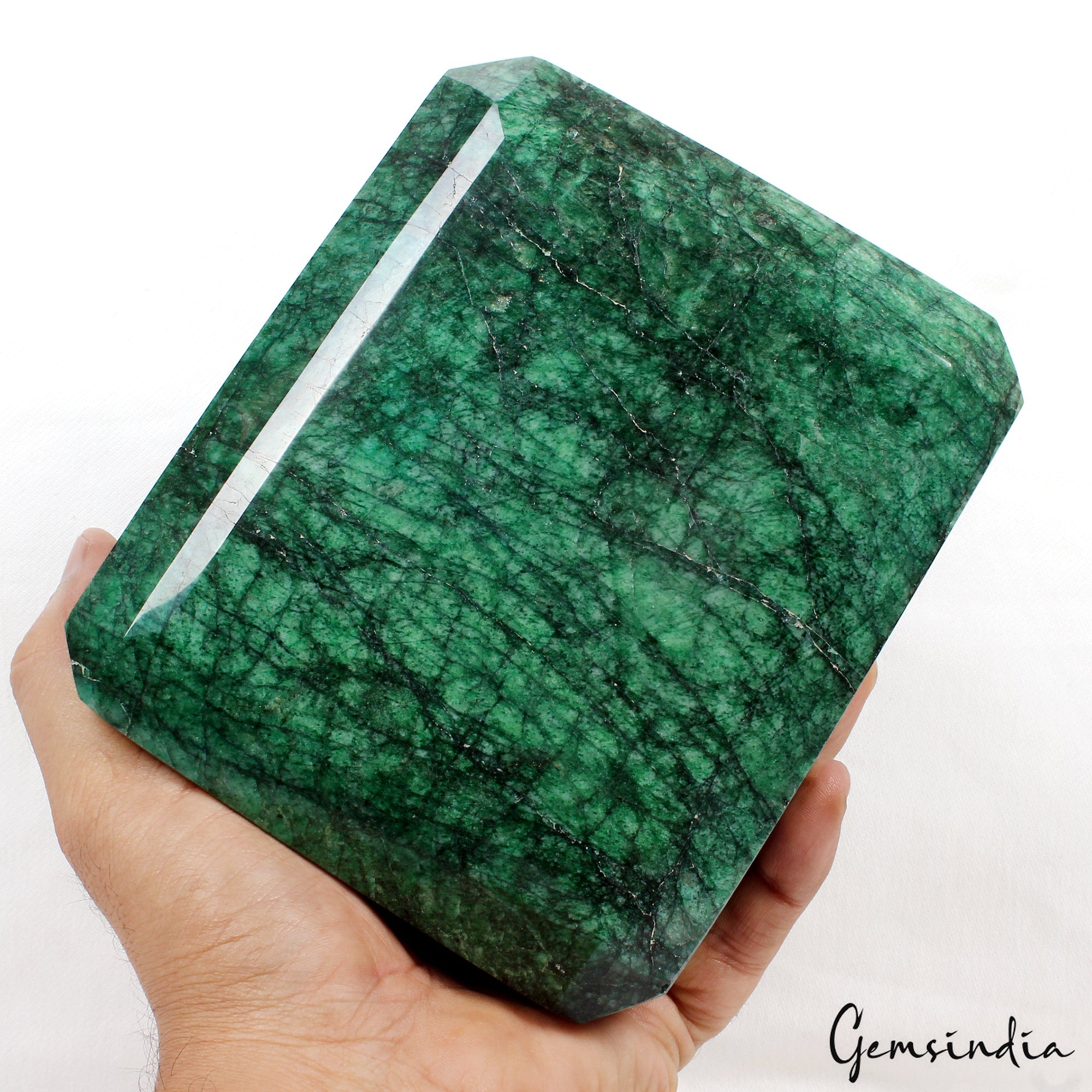 3.29 Kg Natural Brazilian Emerald Stunning Green Huge Octagon Cut Loose Gemstone