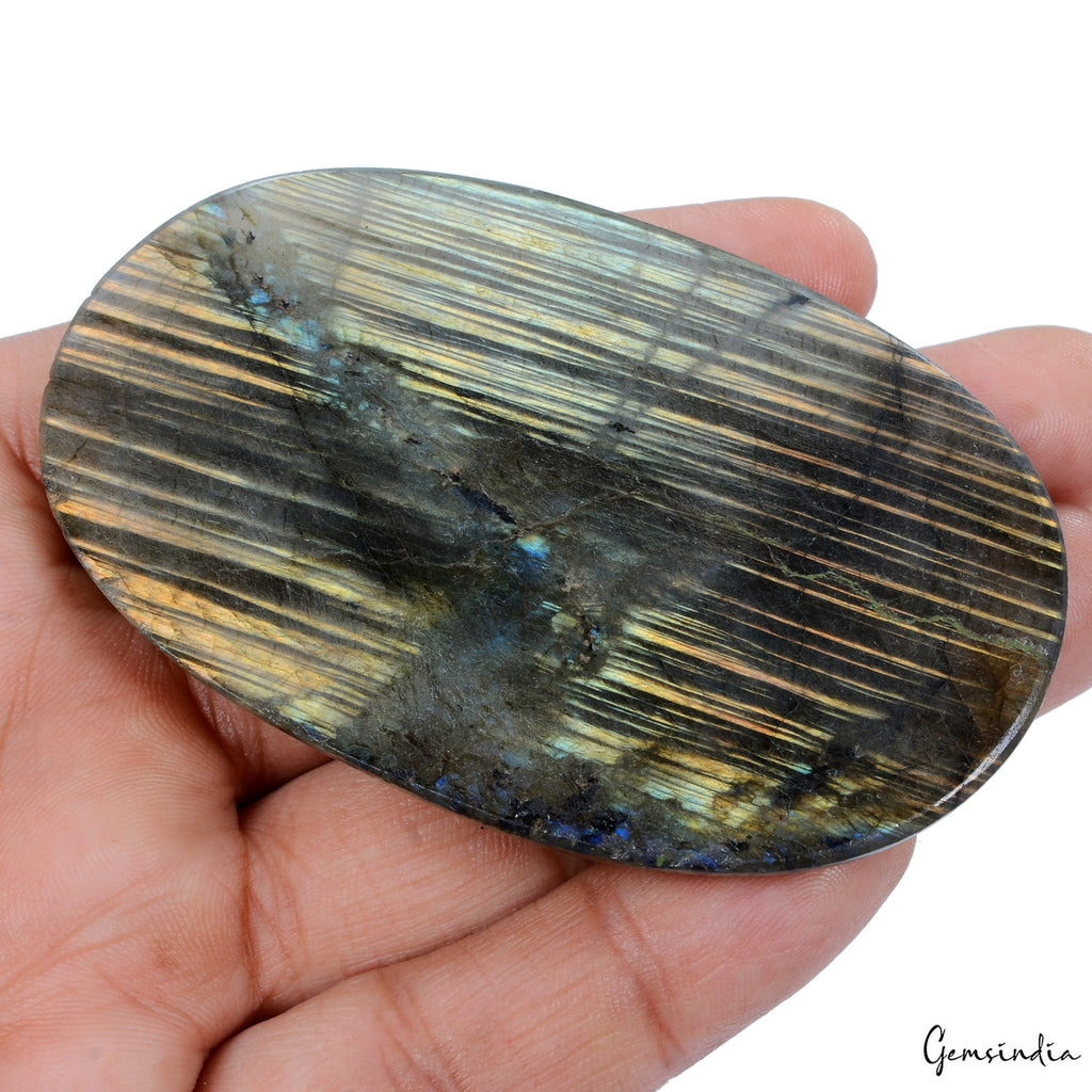 360 Ct Natural Untreated Golden Shine Labradorite Oval Cab Loose Gem For Pendant