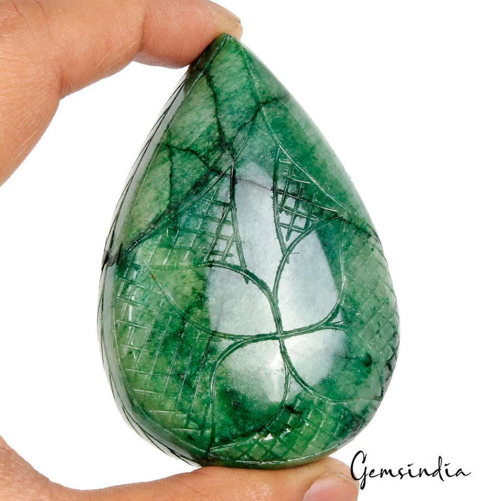 730 Ct Natural Green Brazilian Emerald Pear Cut Carving Earth Mined Huge Gems