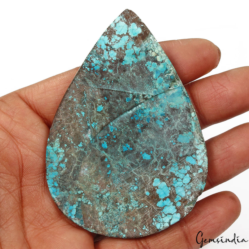 300 Ct Natural Blue Spiderweb USA Arizona Turquoise Pear Cab Loose Huge Size Gem