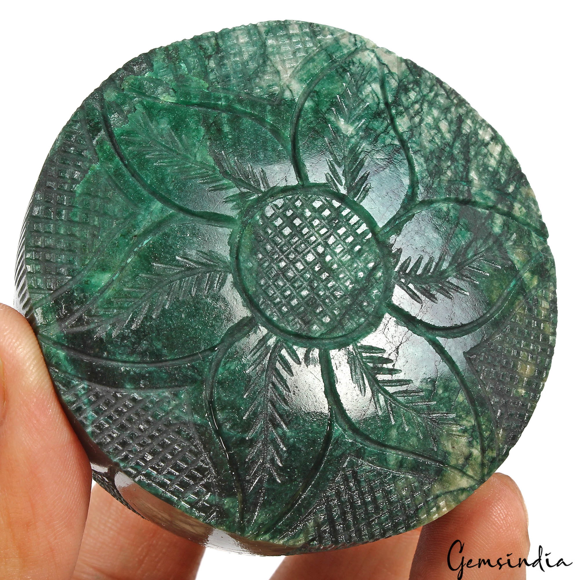 1670 Cts Natural Dark Green Emerald Uneven Round both Side Carved Huge Loose Gem