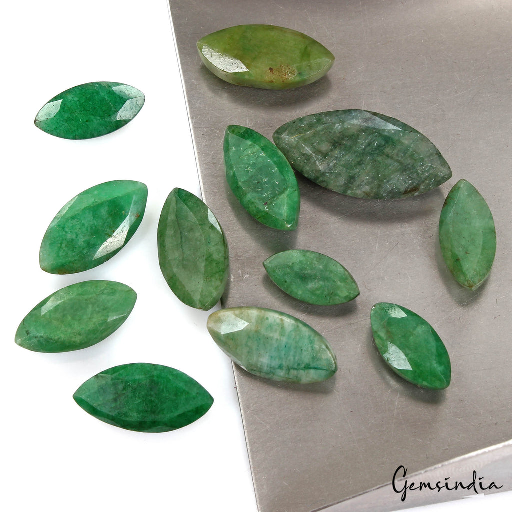 Emerald Lot, Loose Gemstone, Color Enhanced, Green — 12 Pieces, 14mm to 26mm, 92.20 Ct, Brazil