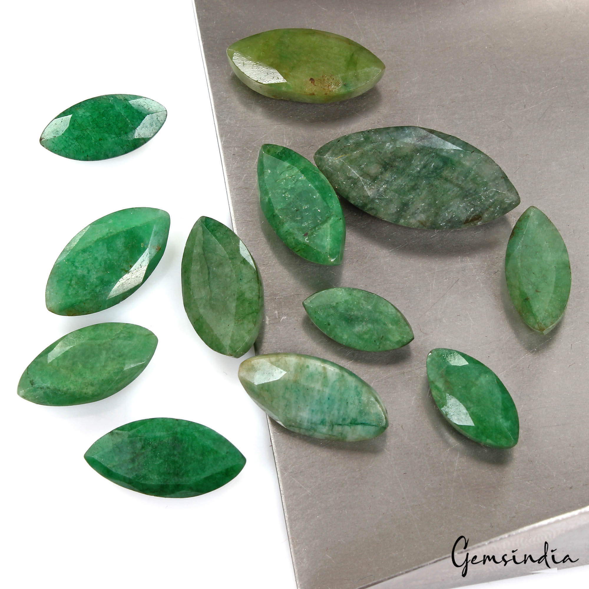 Emerald Lot, Loose Gemstone, Color Enhanced, Green — 12 Pieces, 14mm to 26mm, 92.20 Ct, Brazil