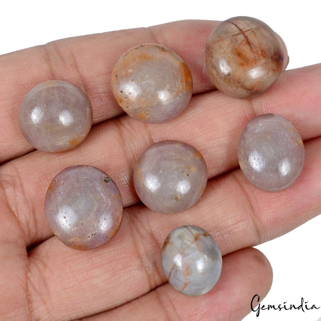 Certifies 140 Ct/7 Pcs Natural Untreated Brown Star Sapphire Round Cab Gems Lot