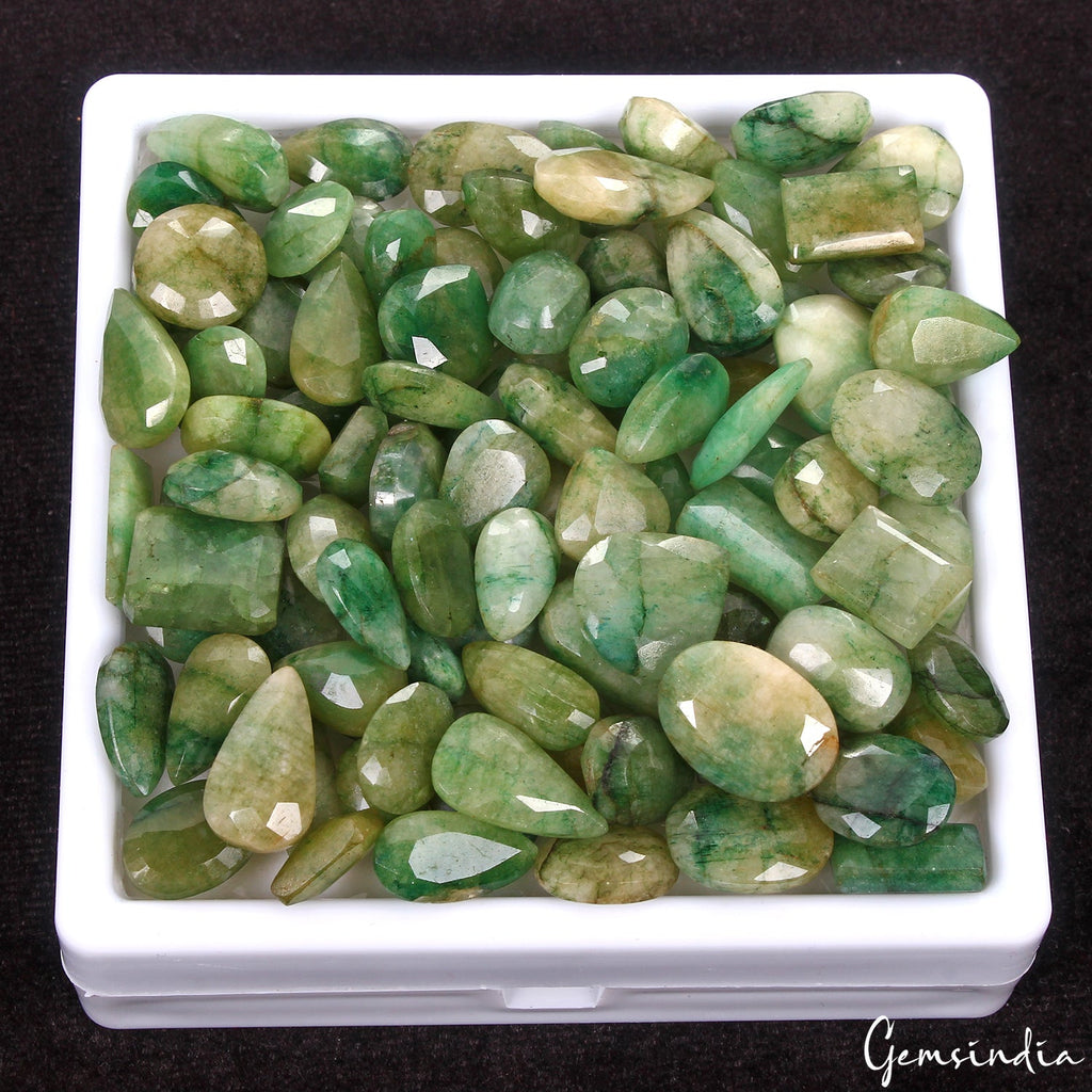500 Cts/97 Pcs Natural Brazilian Green Emerald Mix Cut 8-16mm Loose Gems Lot