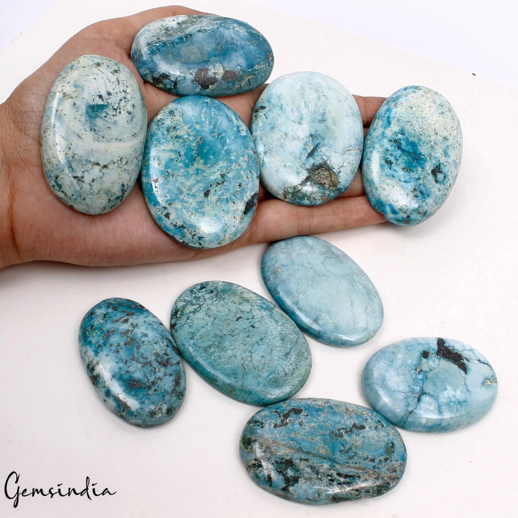 1640 Cts/10Pcs Natural Pale Blue USA Turquoise Oval Cab Loose Wholesale Gems Lot