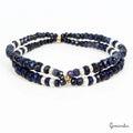 76 Cts Natural Sapphire Pearl Round Cut Beads Stretchable Handmade Bracelet 6.5"