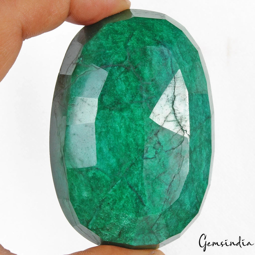 Emerald Loose Gemstone, Oval Cut, Color Enhanced — 81 x 55 x 25 mm, 950 Ct, Brazil