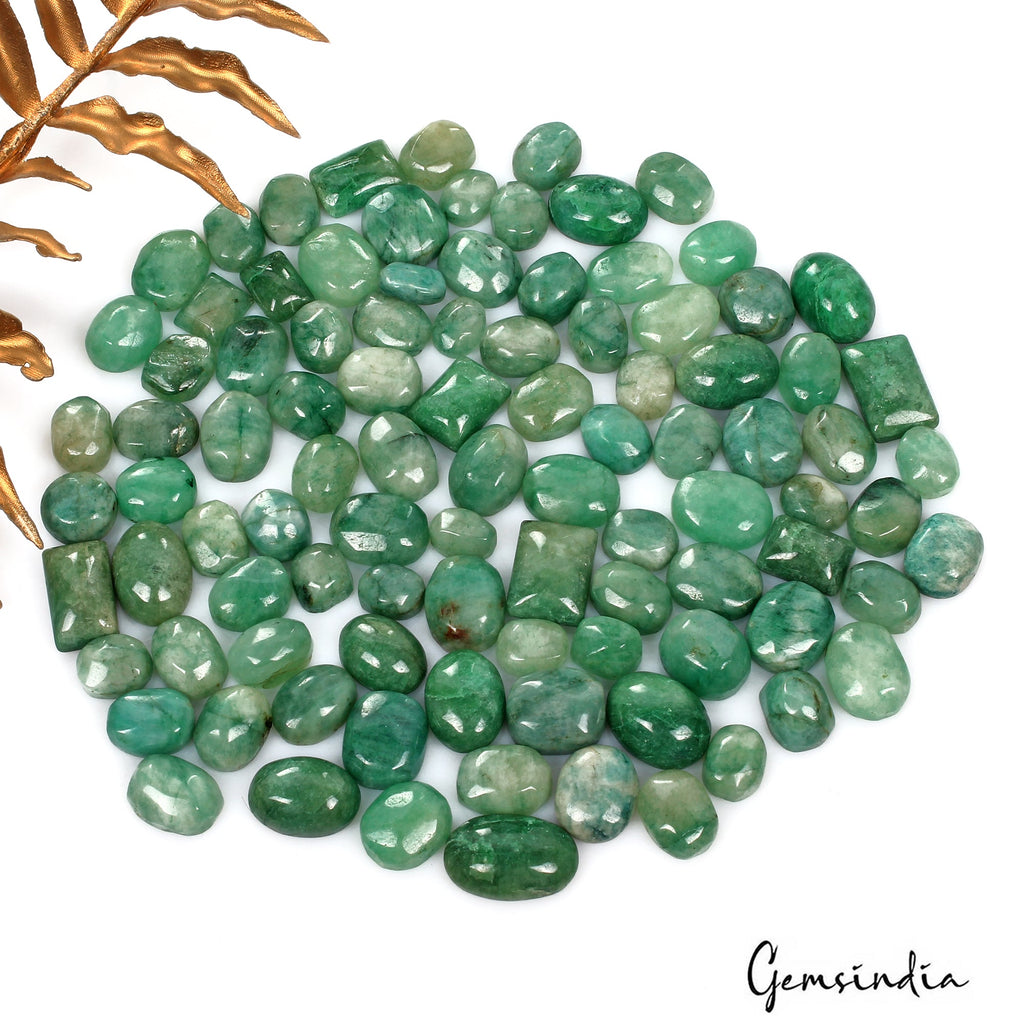 670 Ct/96 Pcs Natural Brazilian Green Emerald Mix Cab Loose Gems Lot For Jewelry