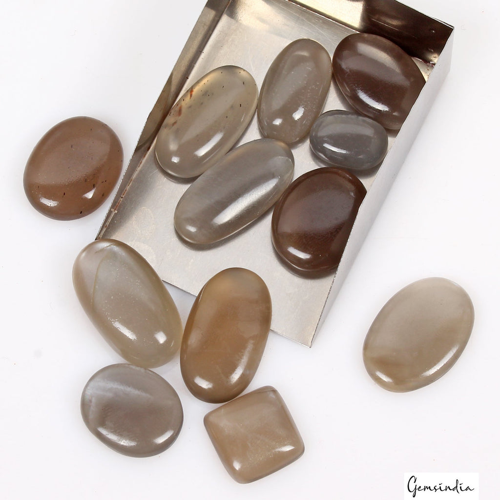 12 Pcs Natural Multi Color Silky Moonstone Mix Cabochon Loose Jewelry Gemstones
