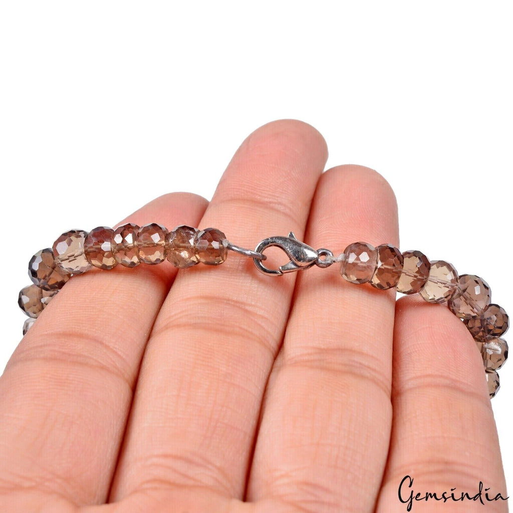 Smoky Quartz Bracelet, Untreated, Brown — 7.5 Inch, 92.40 Ct