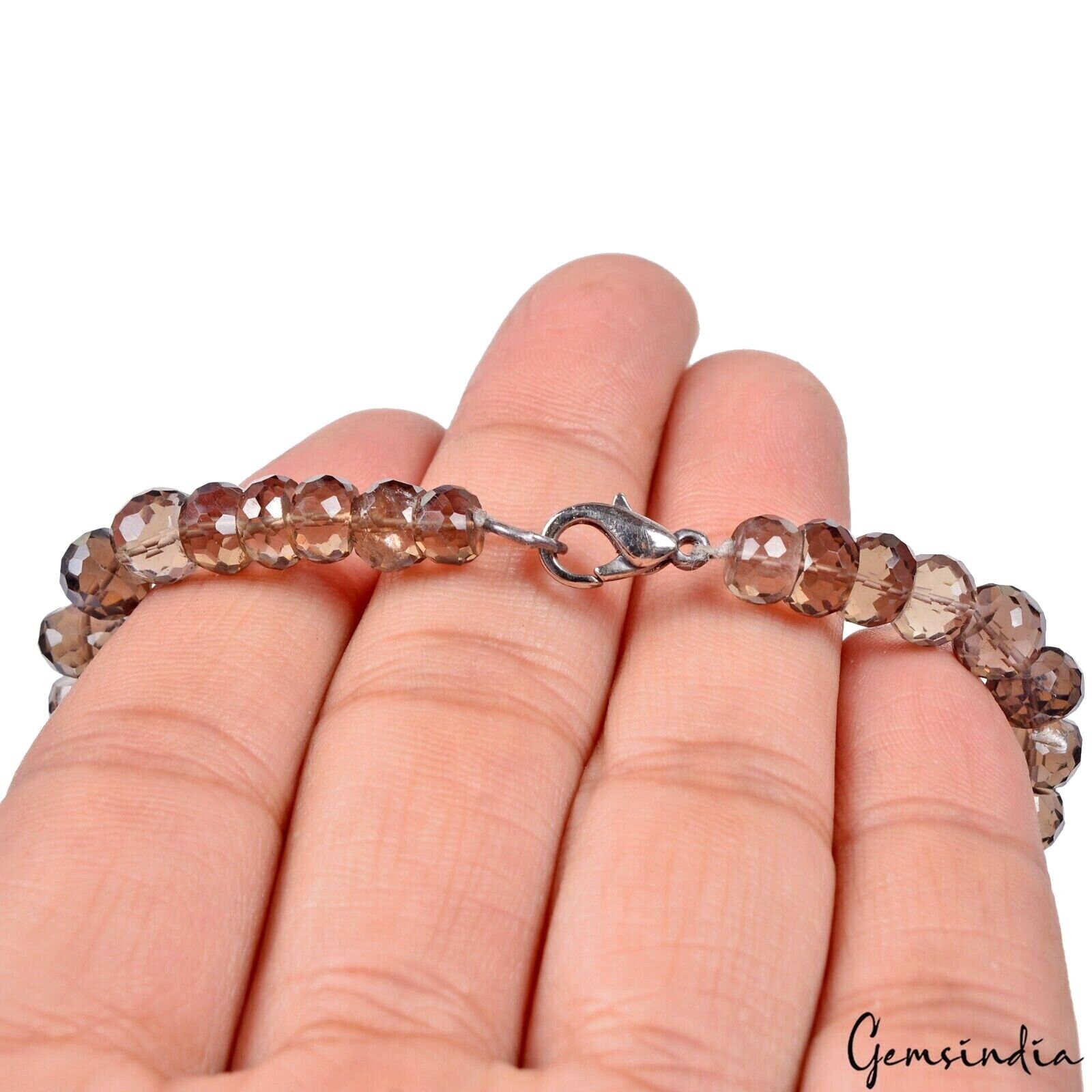 Smoky Quartz Bracelet, Untreated, Brown — 7.5 Inch, 92.40 Ct