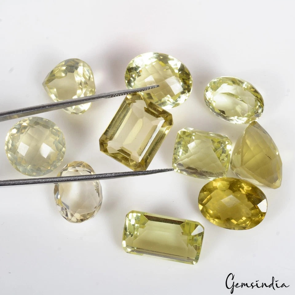 Natural Lemon Quartz Citrine Top Quality Mix Cut 14mm-19mm Loose Gems~145.50 Ct