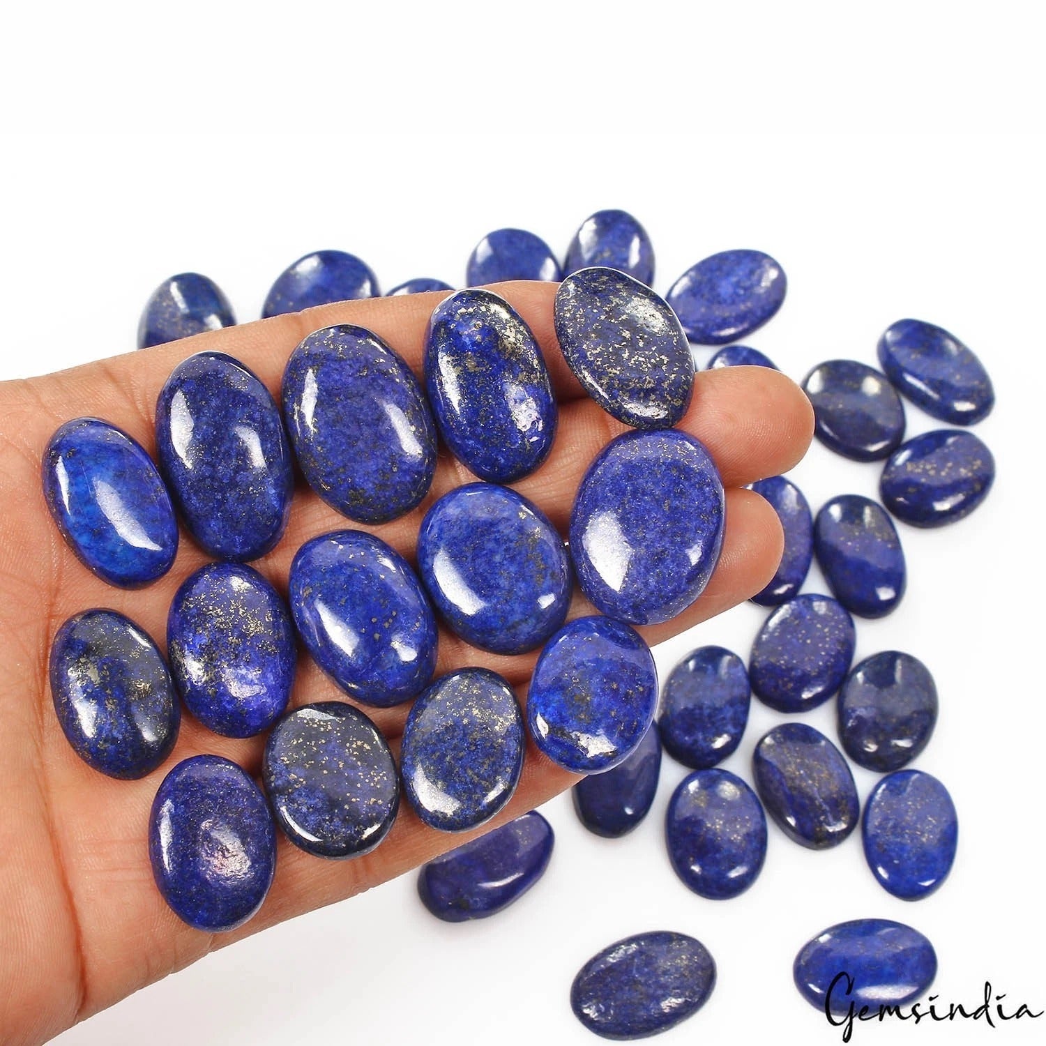 Pyrite Lot, Cabochon, Blue — 40 Pieces, 22mm to 28mm, 800 Ct, Afghanistan