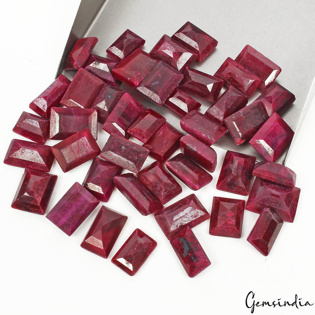 500 Cts/43 Pcs Natural African Red Ruby Baguette Cut Loose Gems Lot For Jewelry
