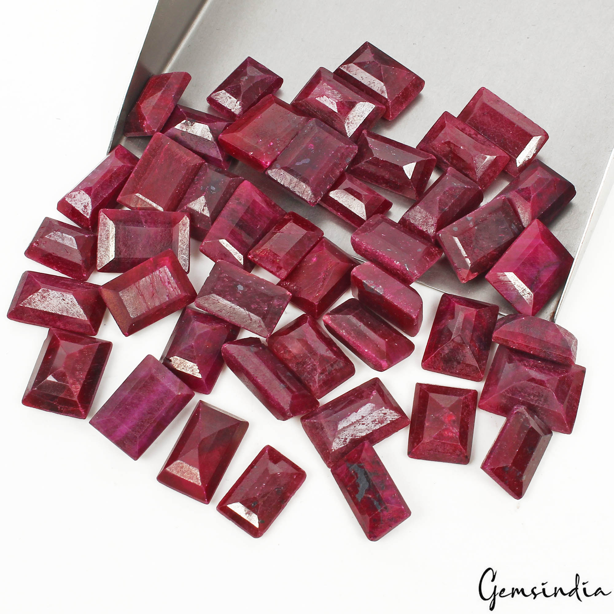 500 Cts/43 Pcs Natural African Red Ruby Baguette Cut Loose Gems Lot For Jewelry