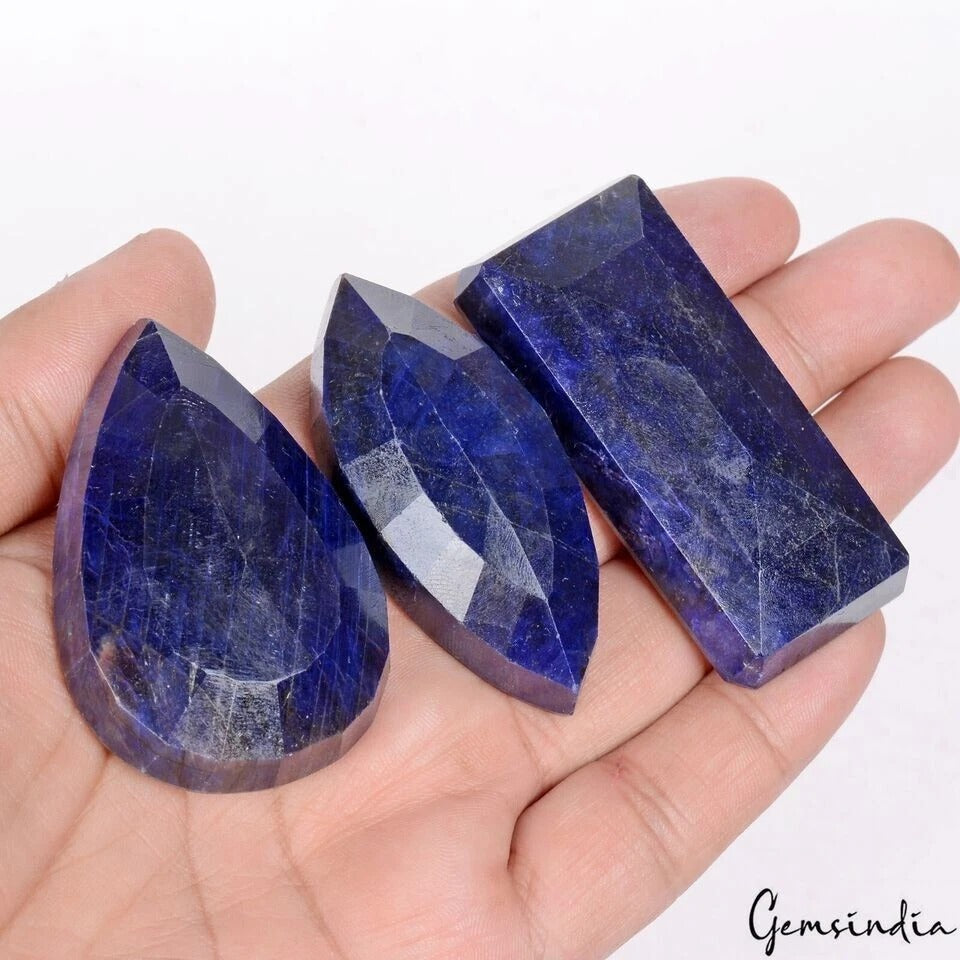 930 Cts/3 Pcs Natural African Blue Sapphire Mix Faceted Cut Loose Wholesale Gems