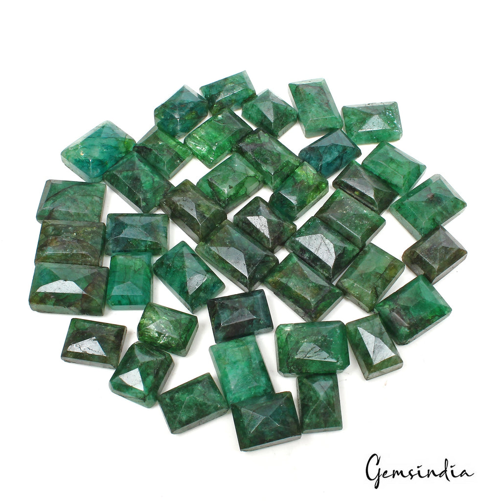 500 Ct Natural Green Brazilian Emerald Rectangular Faceted Loose Wholesale Gems