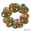 294.50 Cts/6 Pcs Natural Untreated Bi-Color Unakite Jasper Heart Cab Gems Lot