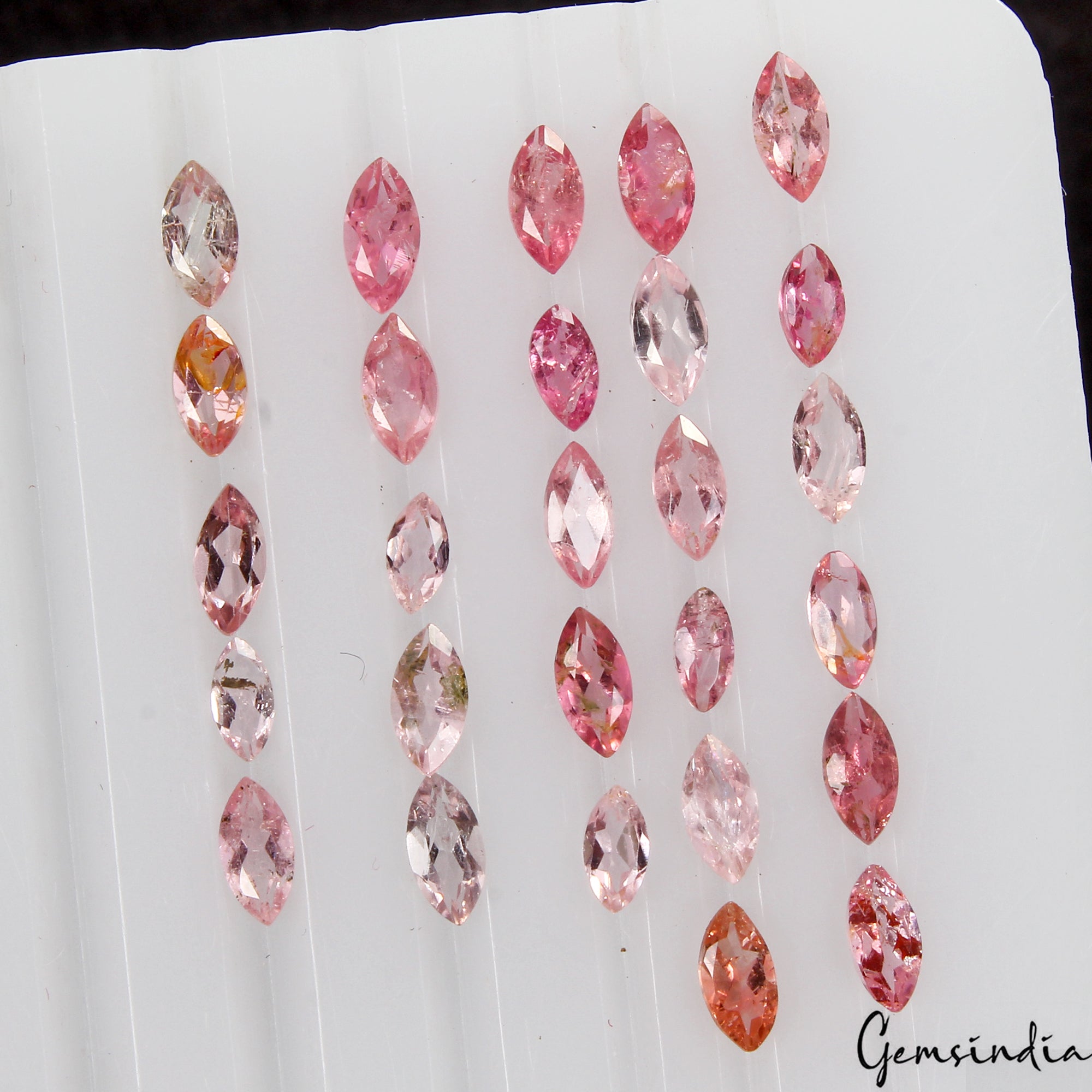 27 Pcs/3-4mm Natural Pink Rubellite Tourmaline AAA Marquise Loose Certified Gems