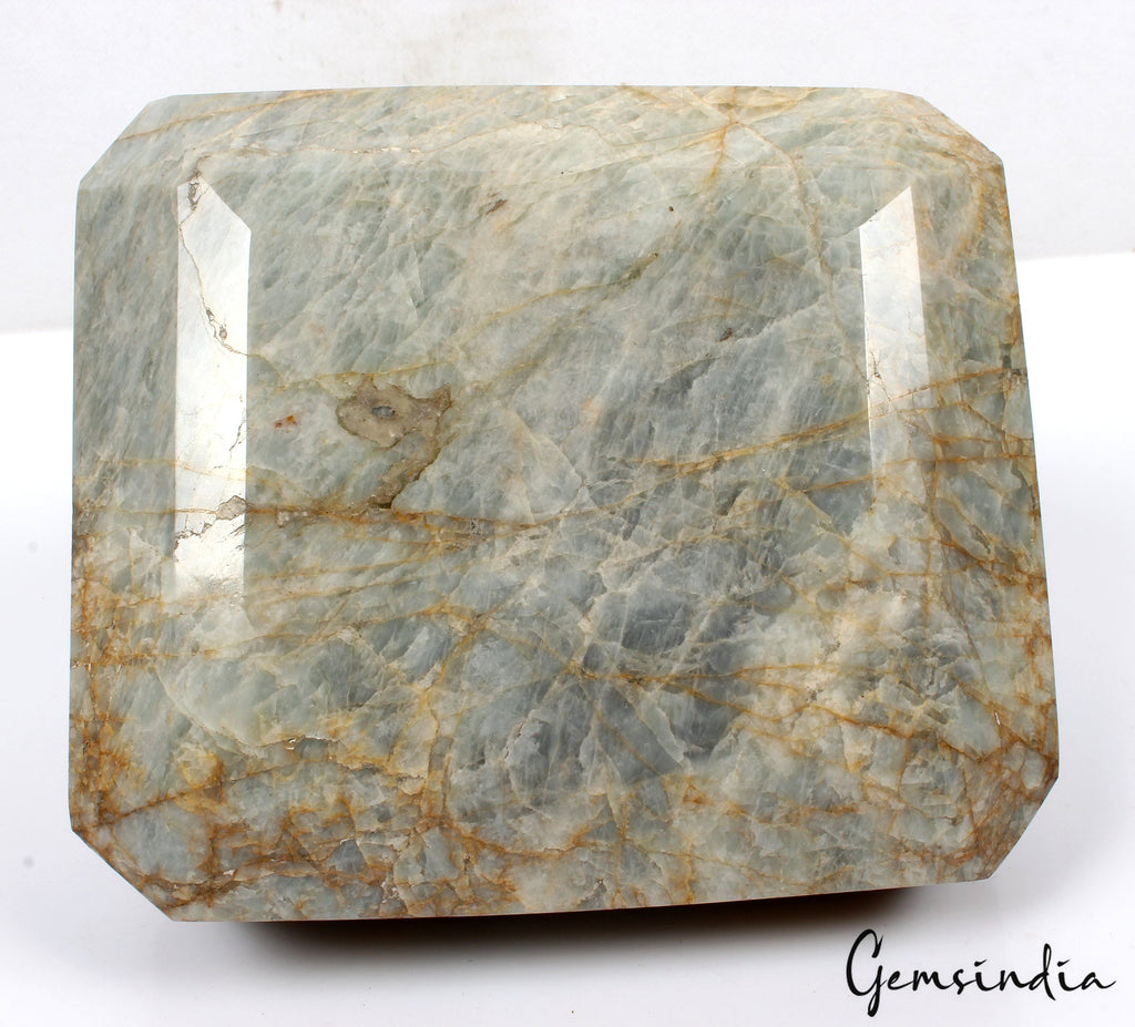 2.8kilo Octagon Cut Natural Gray Green Aquamarine Unheated Brazil Large Gemstone