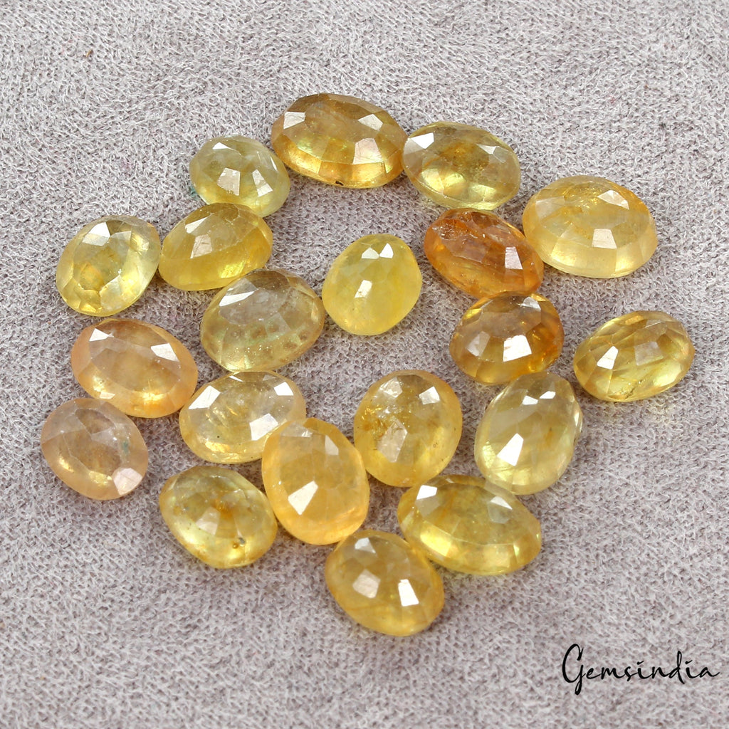 Certified 40.50 Cts/20 Pcs Natural Ceylon Yellow Sapphire Oval Gems for Jewelry