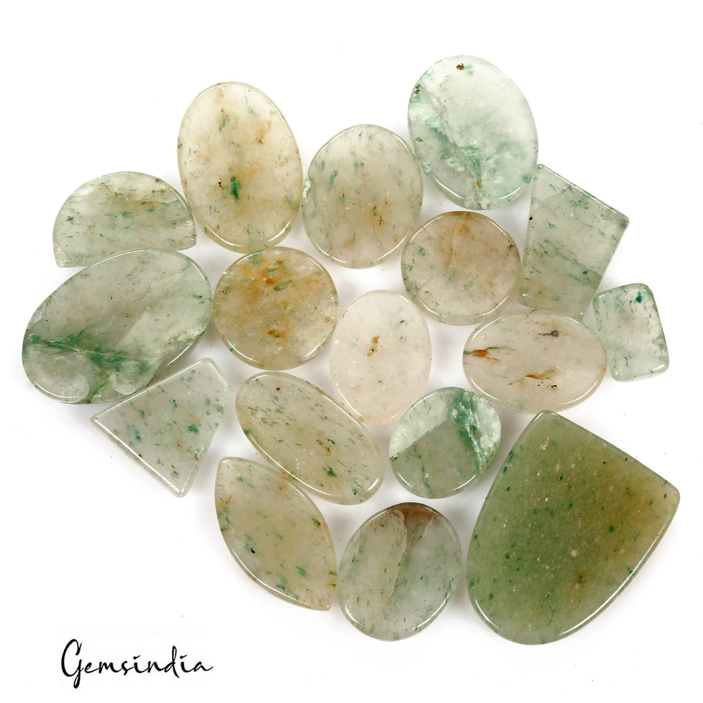 470 Cts/17 Pcs Natural Untreated Green Aventurine Mixed Cab Loose Wholesale Gems