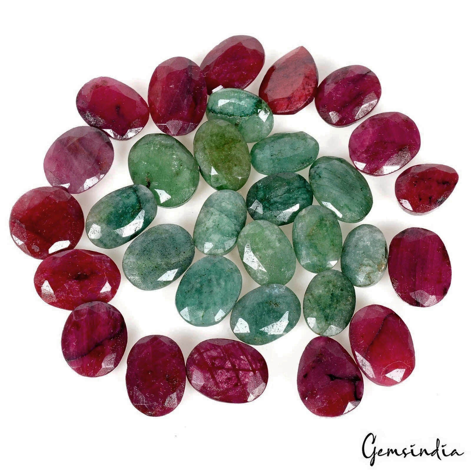 160.90 Ct Natural Red Ruby Emerald Mix Cut Faceted Loose Wholesale Gems Lot 31Pc