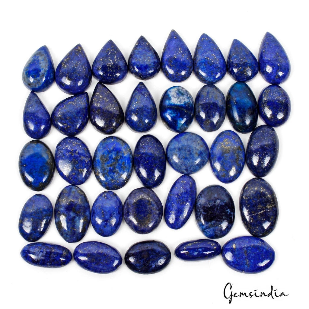 680 Ct/35 Pcs Natural Blue Gold Pyrite Lapis Lazuli Mix Cab Wholesale Gems Lot