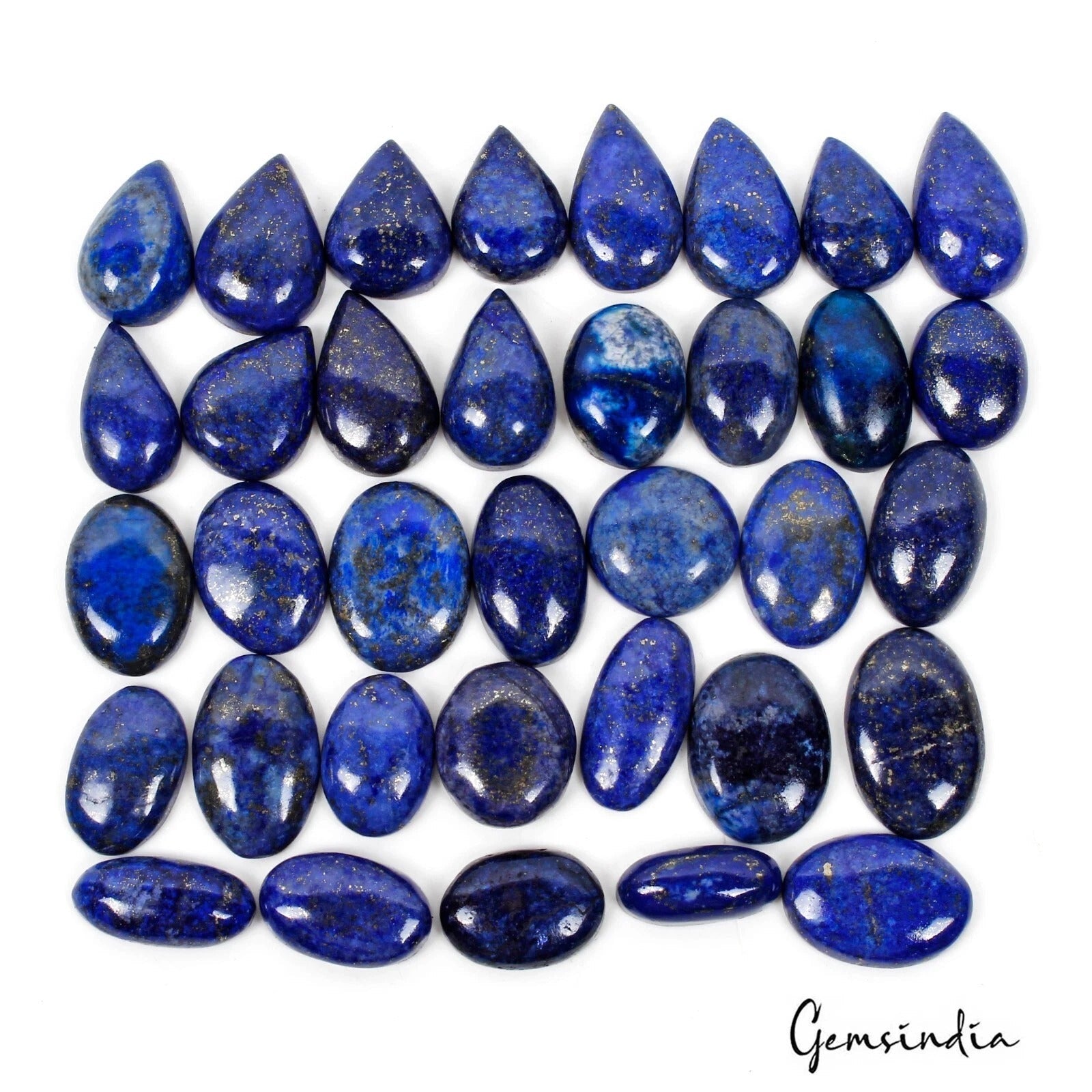 680 Ct/35 Pcs Natural Blue Gold Pyrite Lapis Lazuli Mix Cab Wholesale Gems Lot