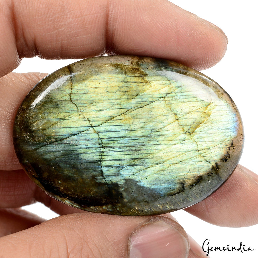 Certified 112.60 Cts. Natural Labradorite Flashy Oval Cabochon Loose Gemstone