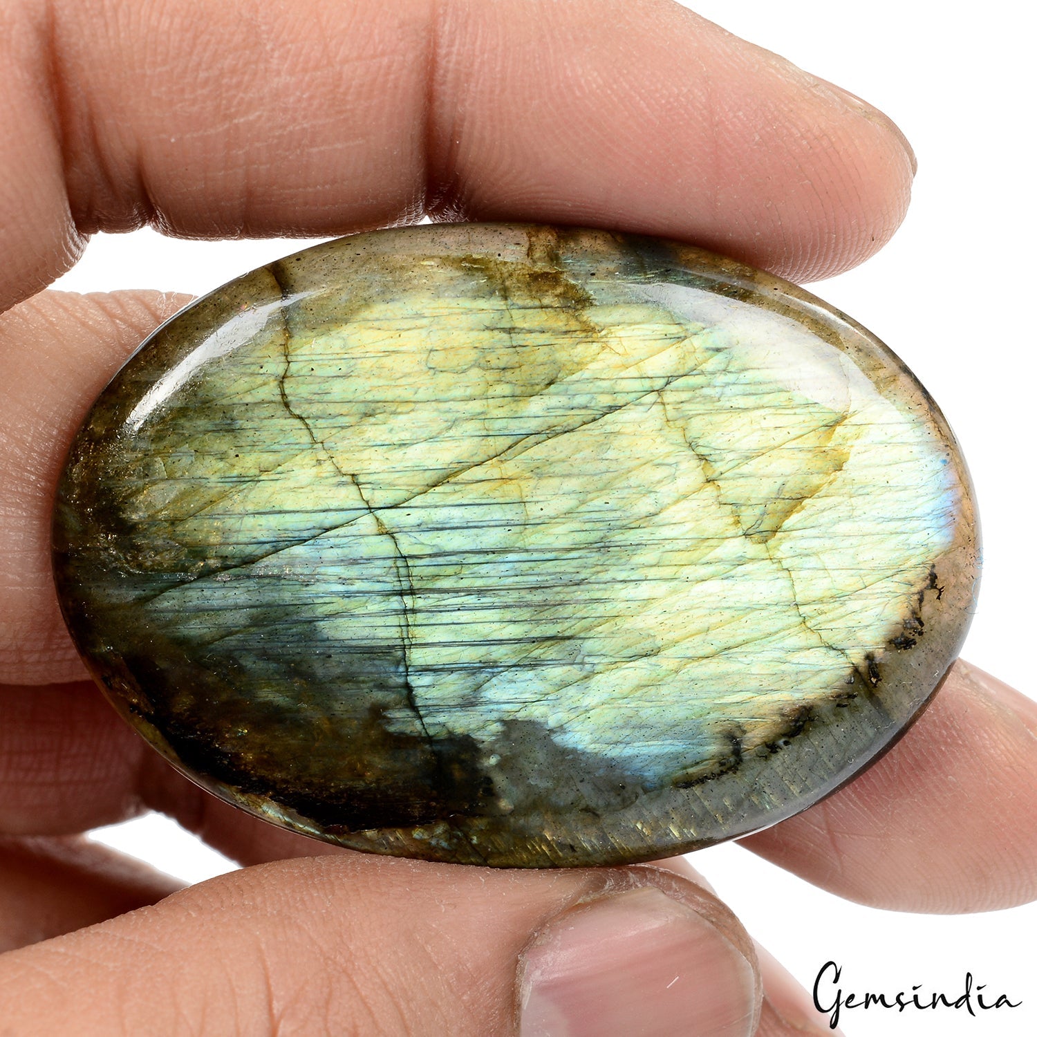 Certified 112.60 Cts. Natural Labradorite Flashy Oval Cabochon Loose Gemstone