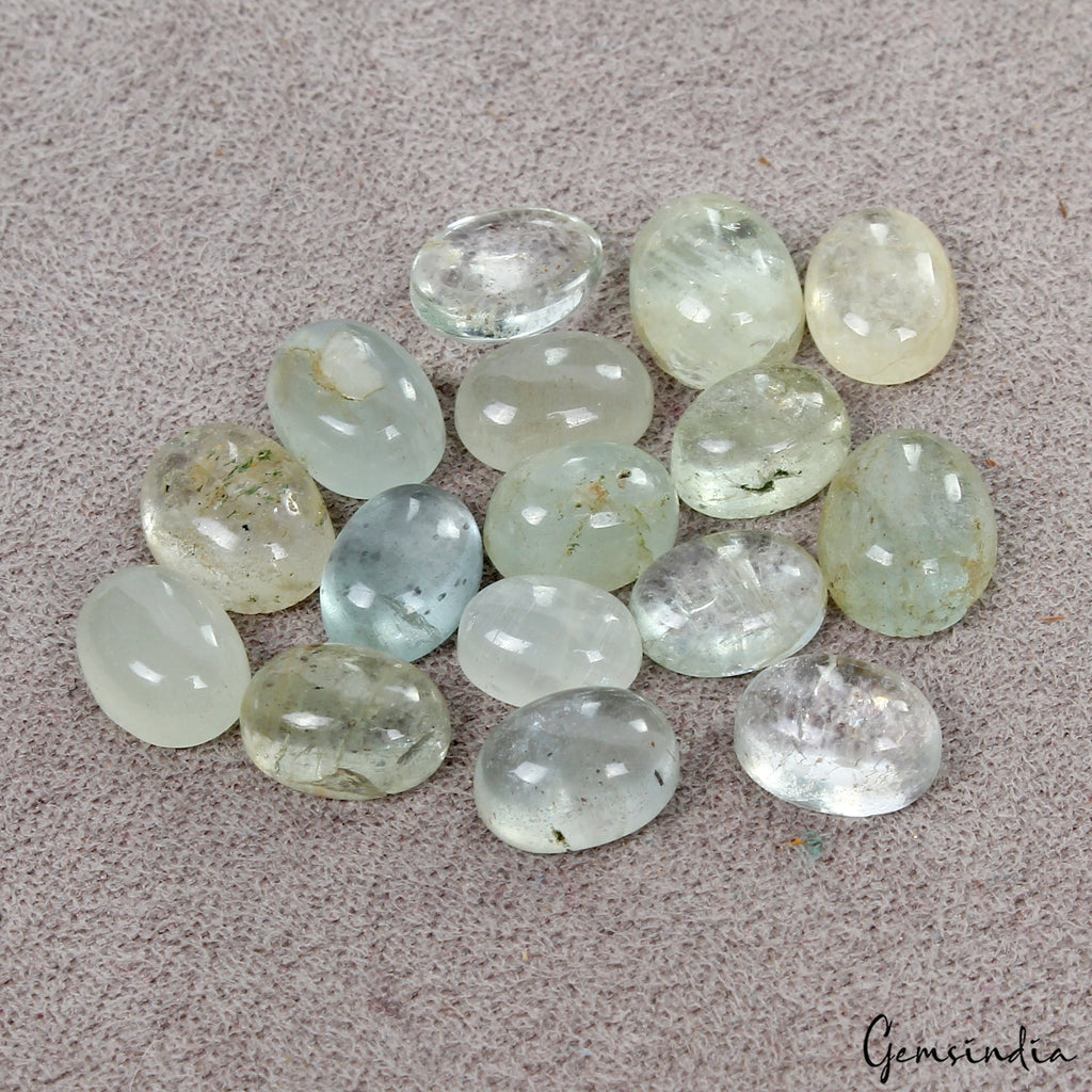 25.20 Cts Natural Blue Green Aquamarine Oval Cab 7-9mm Loose Brazilian Gemstones
