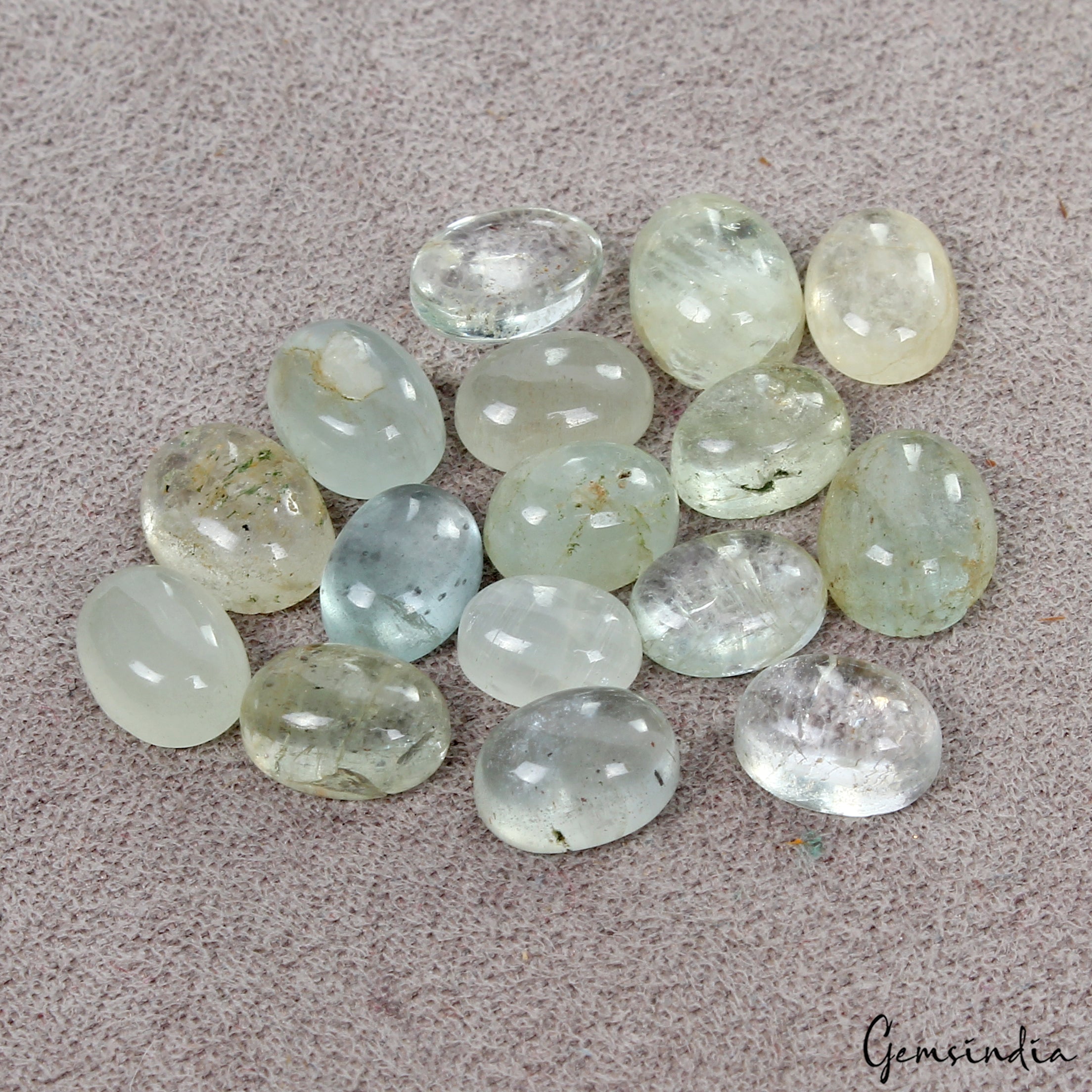 25.20 Cts Natural Blue Green Aquamarine Oval Cab 7-9mm Loose Brazilian Gemstones