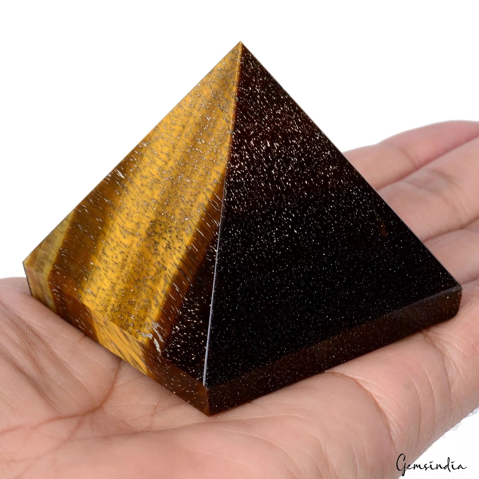 850 Ct Top Natural Brown Tiger Eye Point Pyramid Chakra Meditation Energy Stone