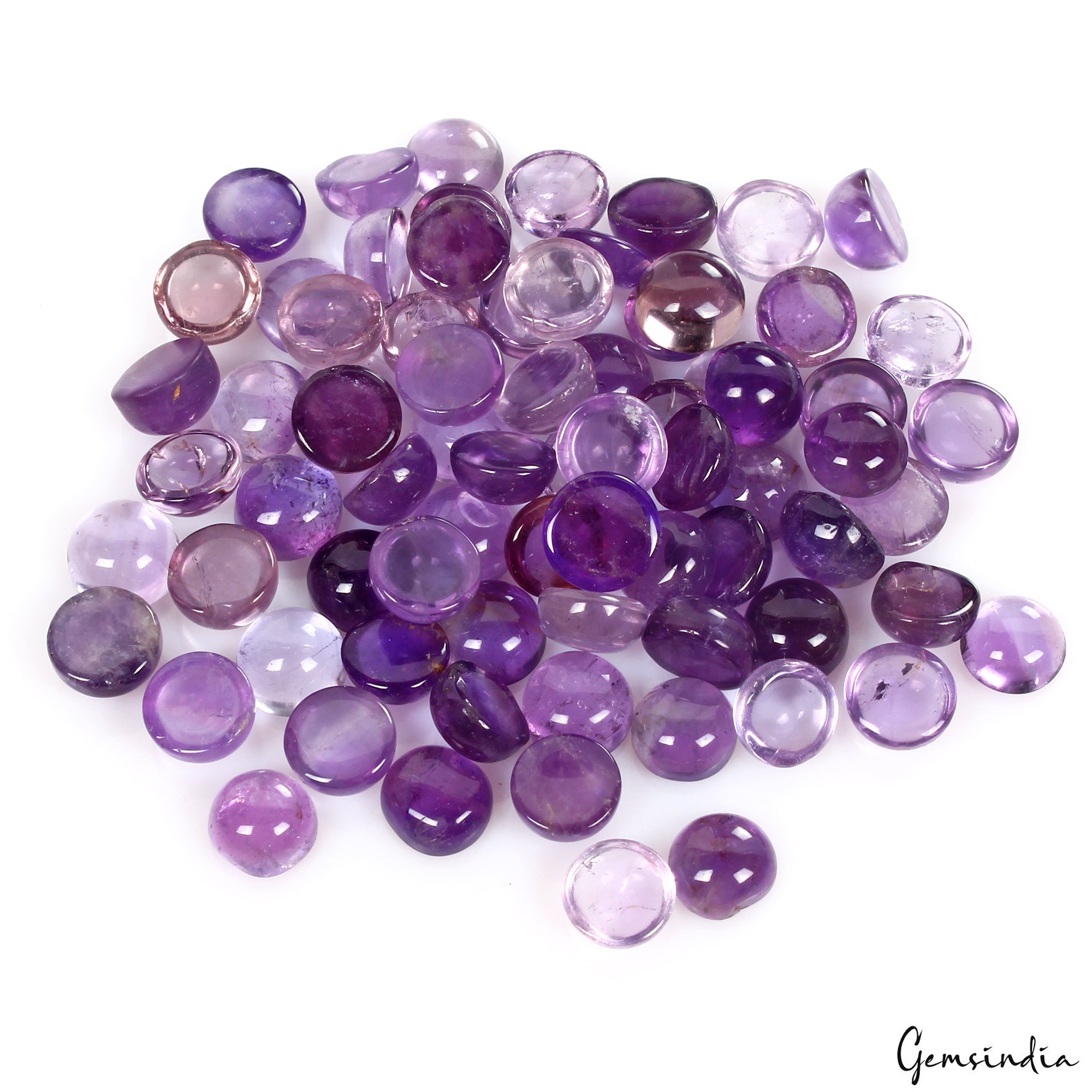 75 Pcs Natural Amethyst 8mm Round Cab Loose Untreated Gemstones Wholesale Lot