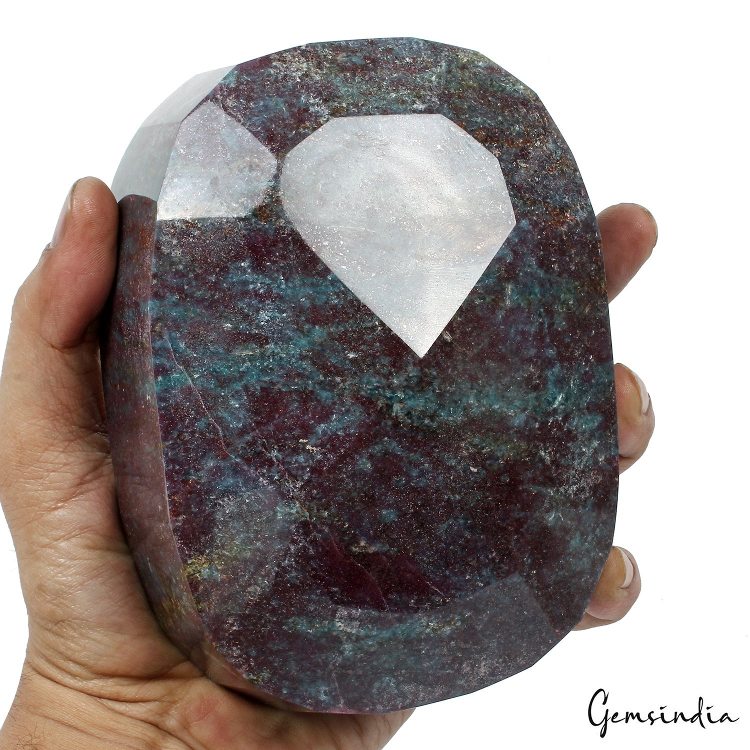 2.8Kilo 100% Natural Ruby Kyanite Oval Cut Untreated Large Size Gemstone W Stand