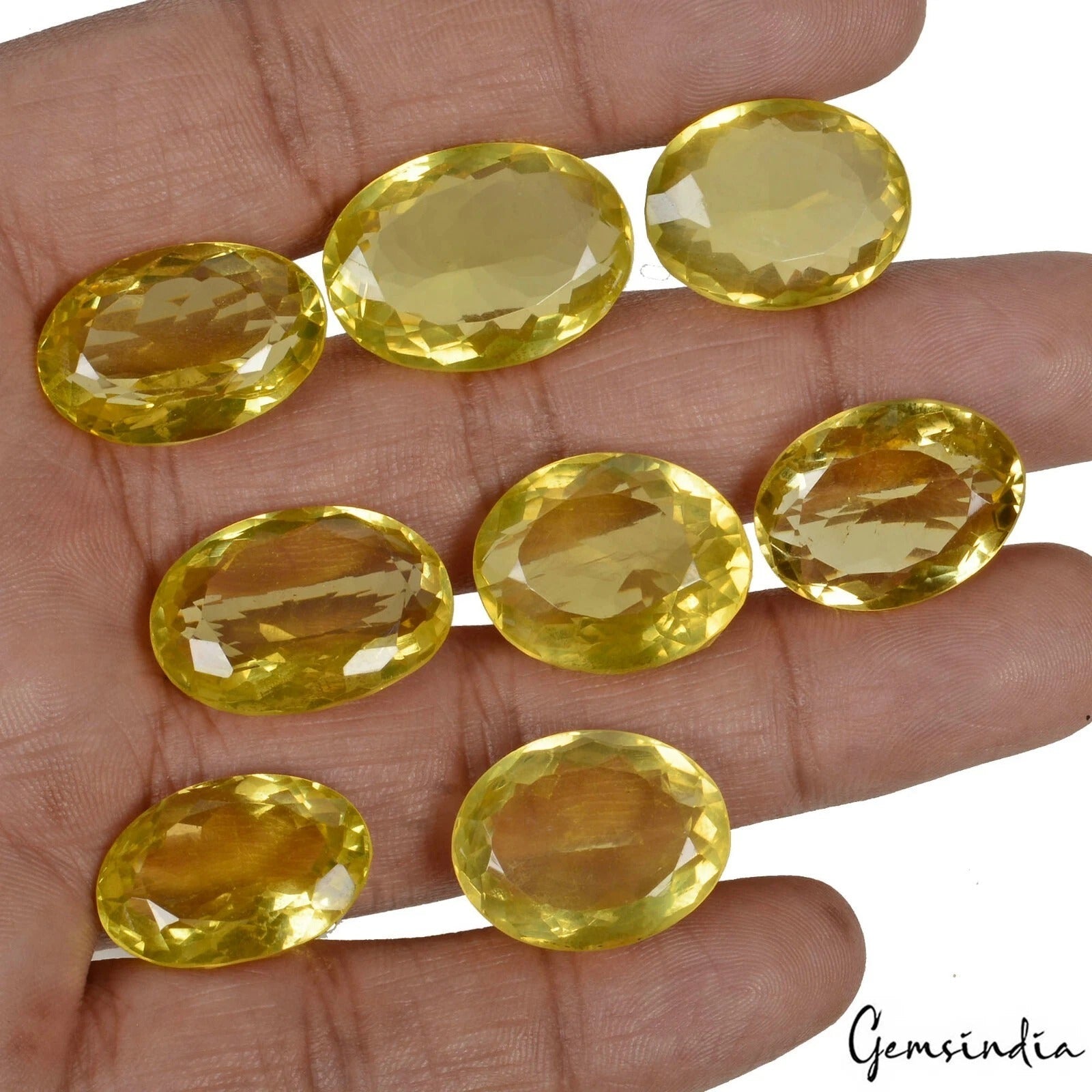 Certified 164 Cts/8 Pcs Natural Untreated Lemon Citrine Oval Cut Loose Gems Lot