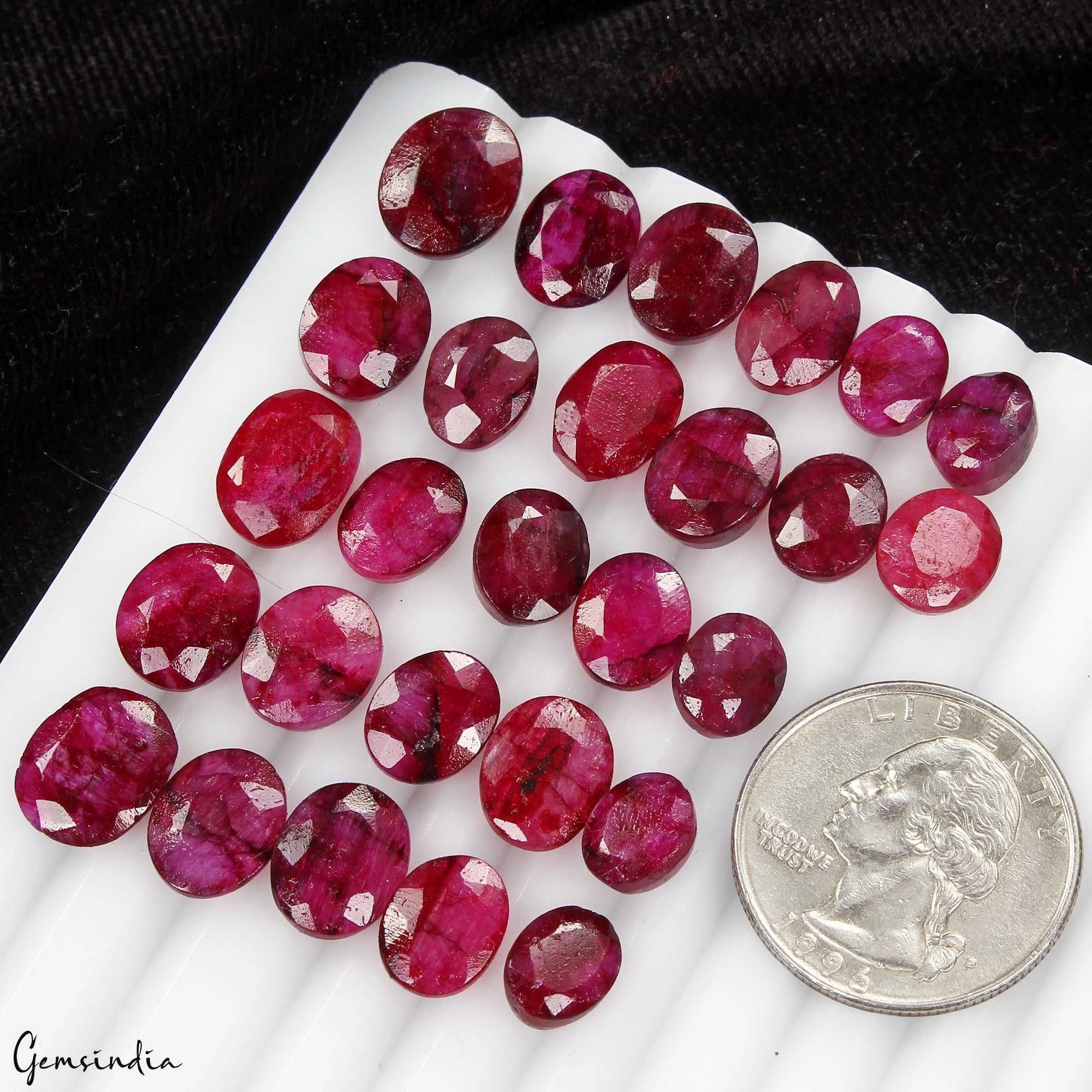 98.10Ct Natural Red Bixbite Beryl Oval Cut Loose Faceted 9-11mm Gemstones~27 Pcs