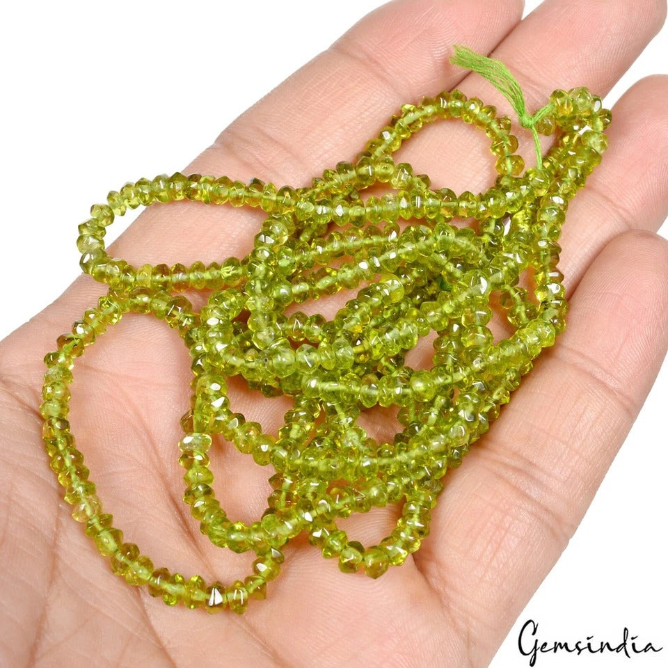 141 Ct/3 Strands Natural Untreated Green Peridot Round Drill Bead Strand 13"Eac