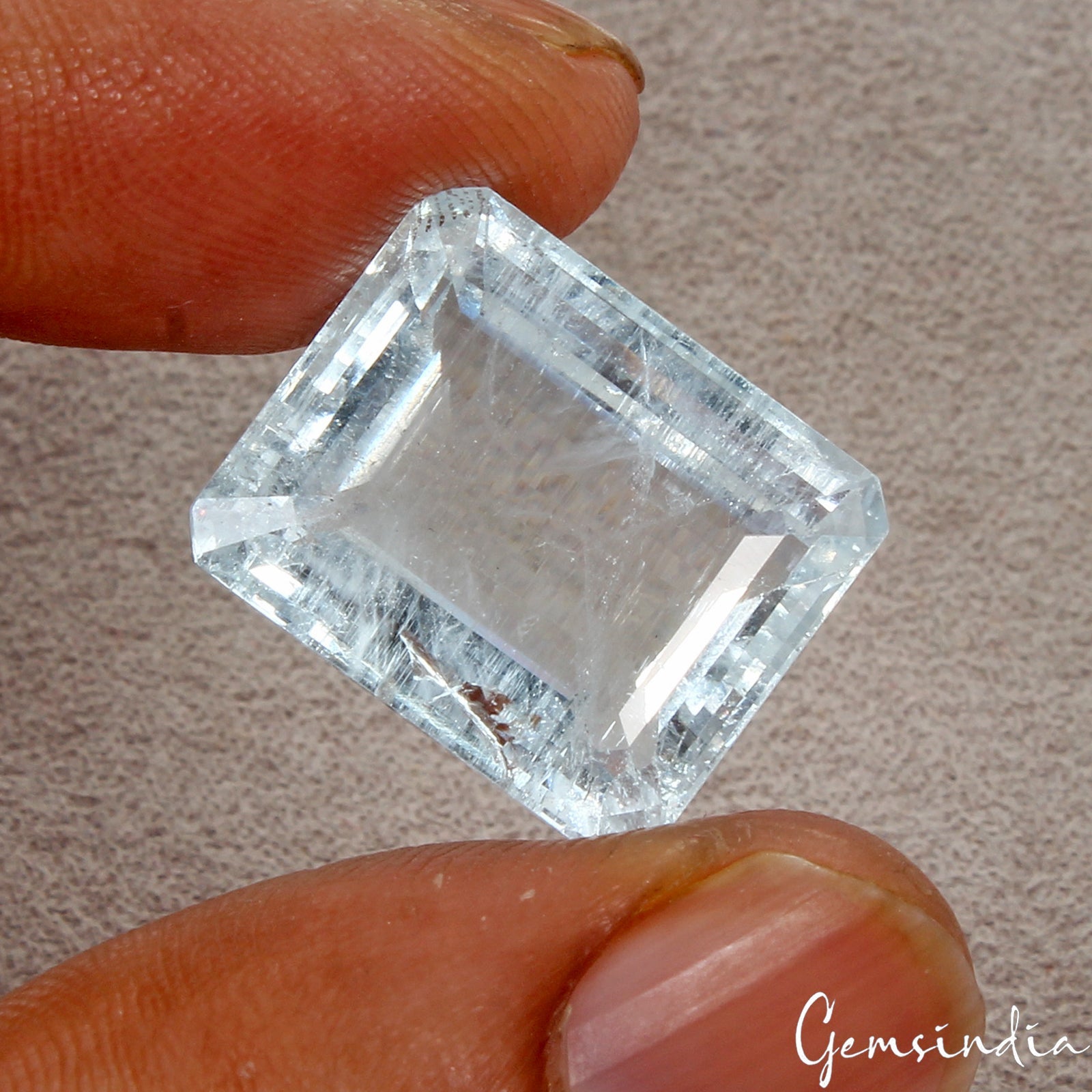 22.90 Cts Blue Santa Maria Aquamarine Emerald Cut Gem From Brazil, Natural Color