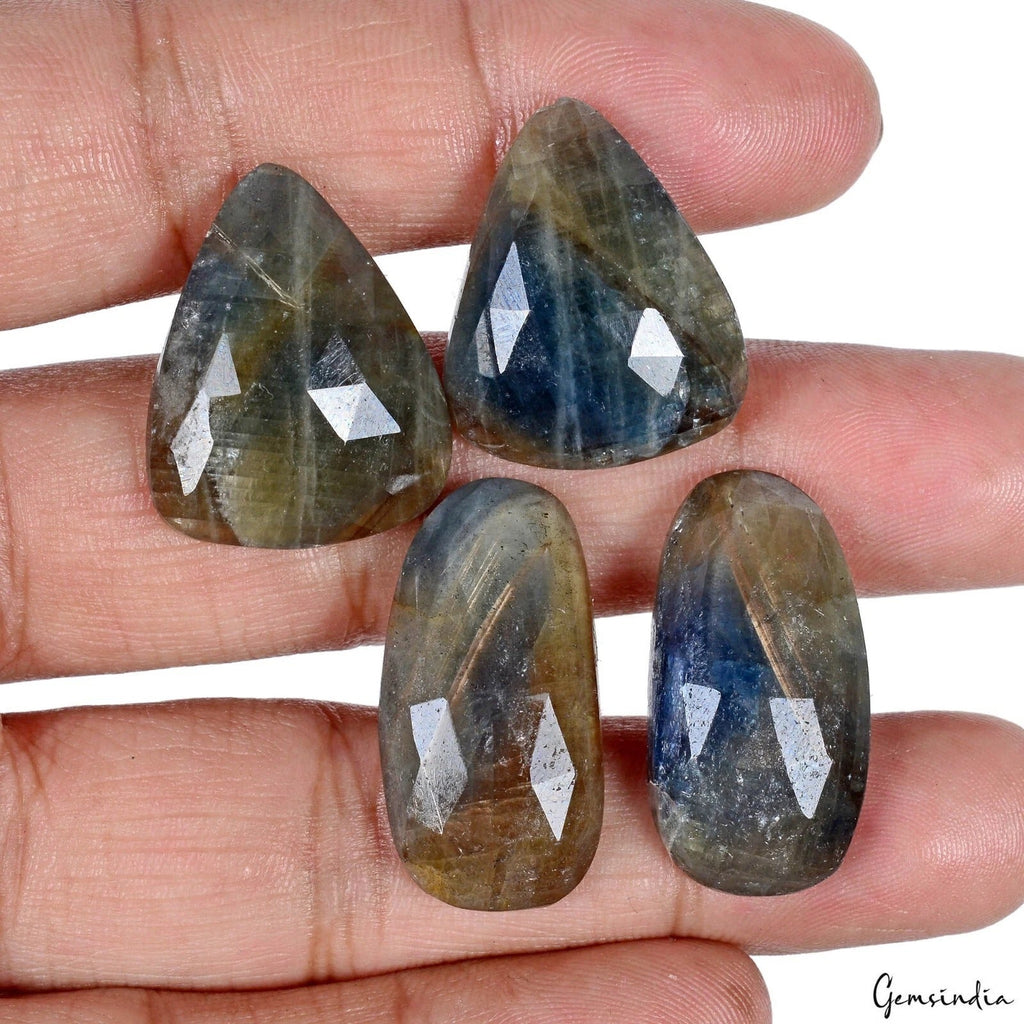 Certified 120 Ct/4 Pcs Natural Untreated Blue Sapphire Mix Checker Cut Gem Pairs