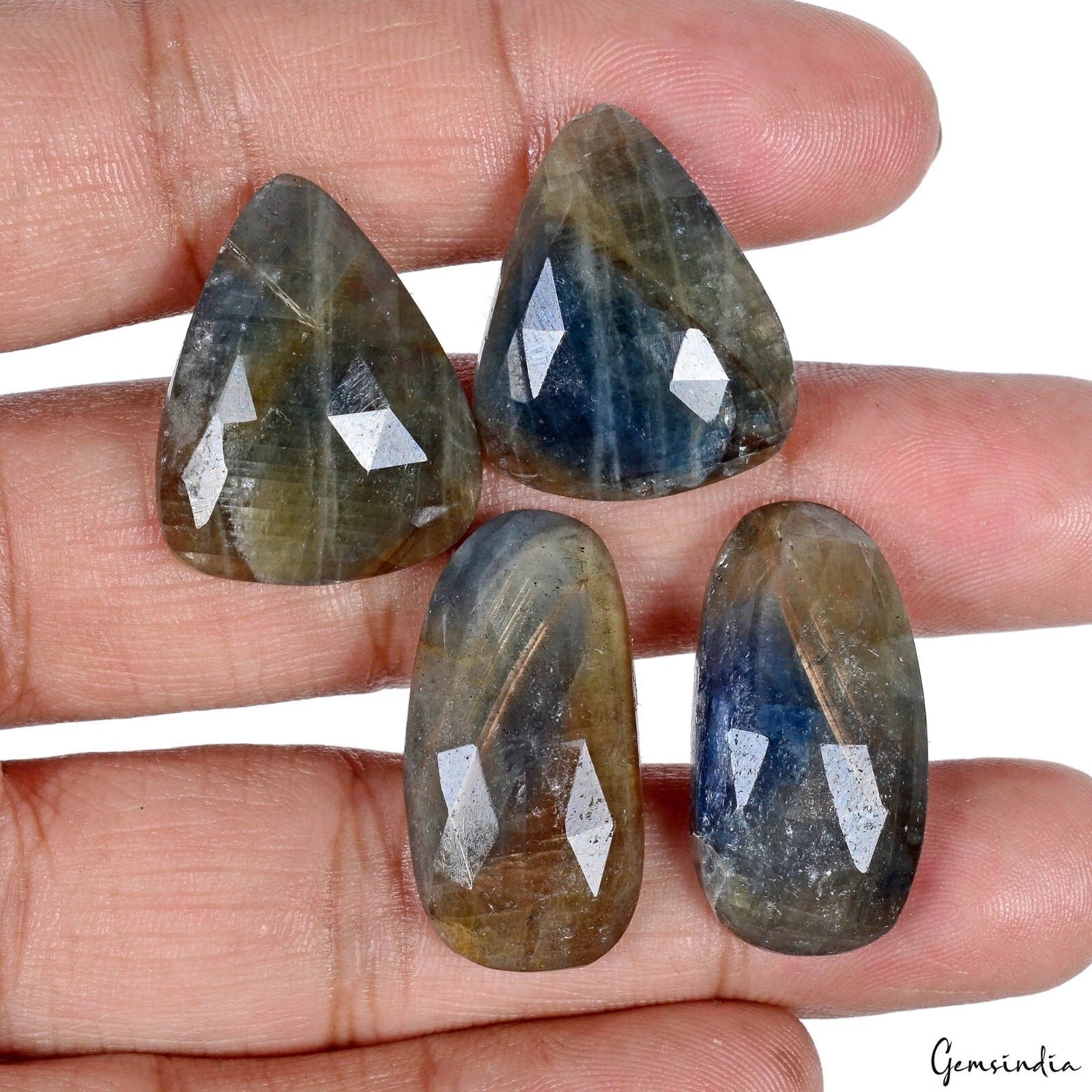 Certified 120 Ct/4 Pcs Natural Untreated Blue Sapphire Mix Checker Cut Gem Pairs