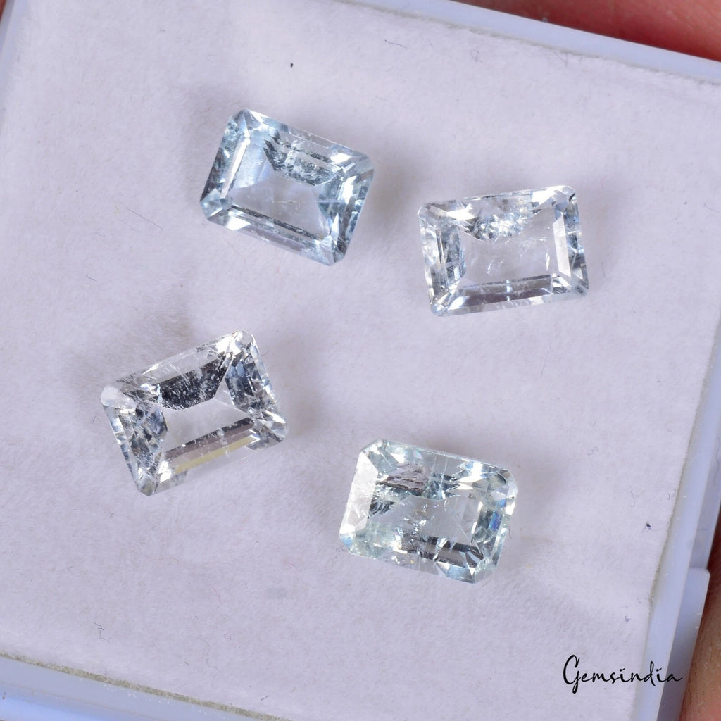 Aquamarine Lot, Loose Gemstone, Untreated, Blue — 4 Pieces, 8 x 6mm, 5.80 Ct