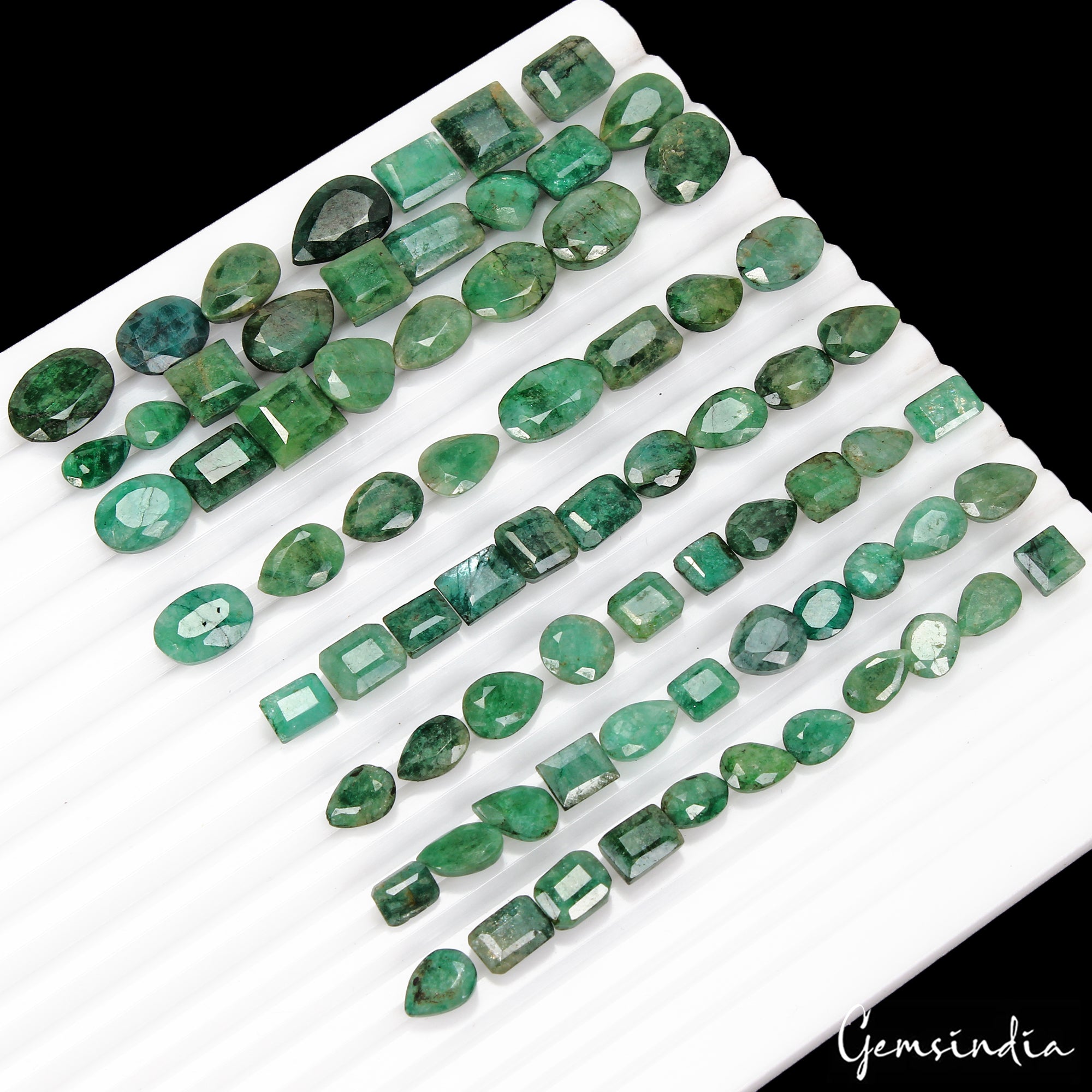 197.70 Cts/74 Pcs Natural Brazilian Green Emerald Mix Cut Loose Gems For Jewelry