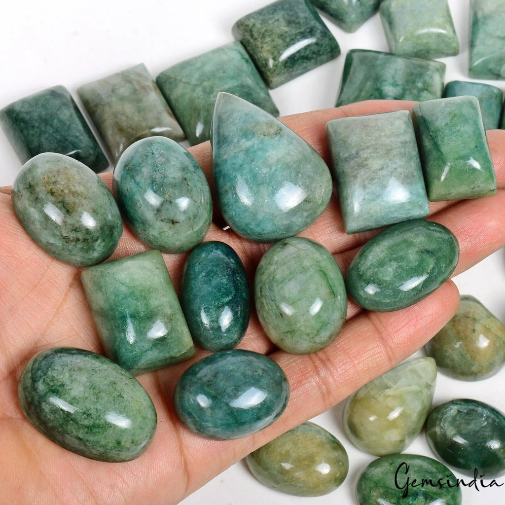 2550 Cts/32 Pcs Natural Brazilian Green Emerald Mix Cab Loose Wholesale Gems Lot