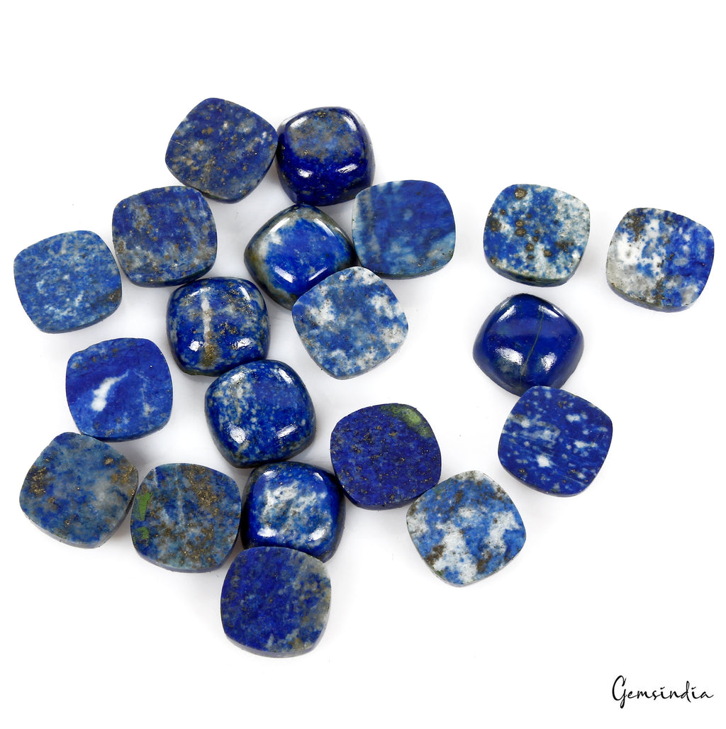 20 Pcs Natural Lapis Lazuli 12mm Calibrated Cushion Loose Cabochon Gemstones Lot