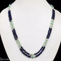 20" Long Natural Green Emerald & Blue Sapphire Beaded Handmade Necklace 150 Cts