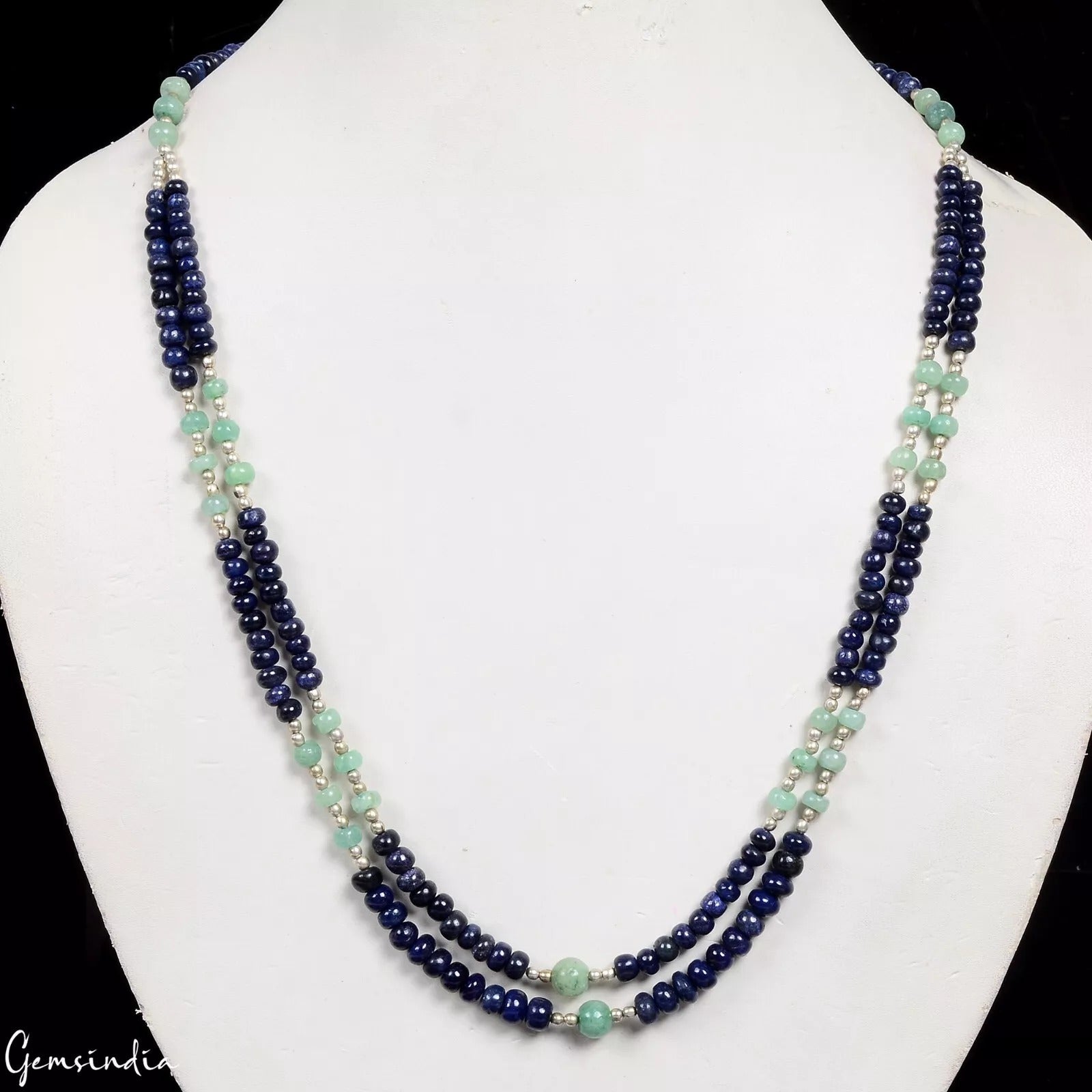 Emerald Necklace, Color Enhanced, Green — 20", 150 Ct