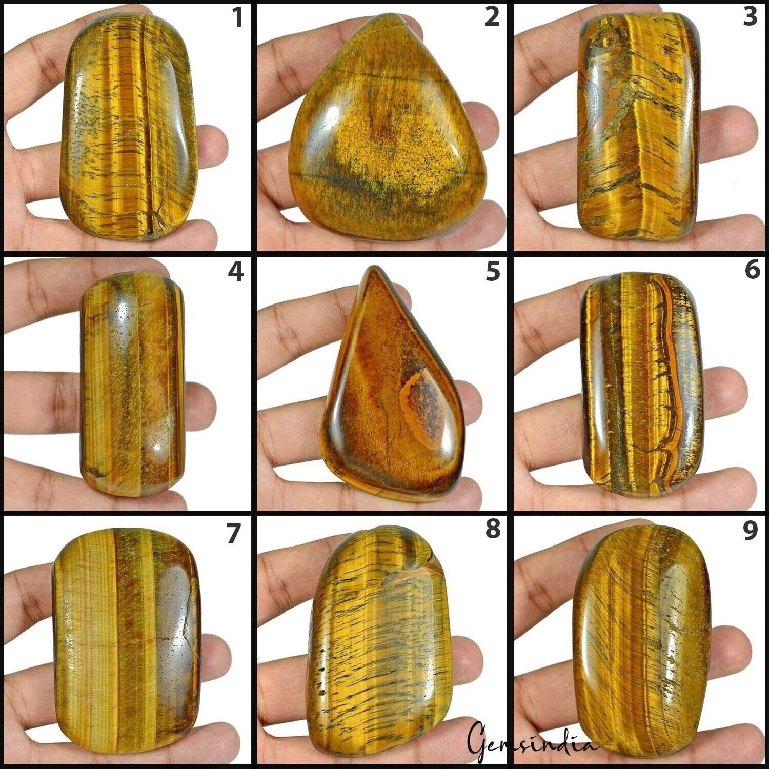 4950 Cts/9 Pcs Natural Untreated Bi-Color Tiger Eye Mixed Cab Gems Wholesale Lot